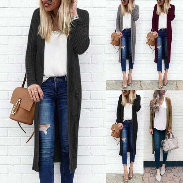 

women's jackets women long cardigan jacket overcoat outwear knitted double breasted coat casual, Black;brown