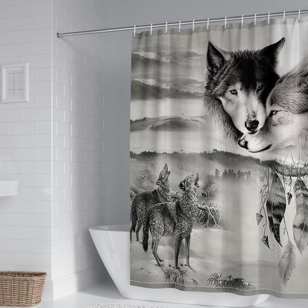 

shower curtains cool wolf couple art print waterproof curtainÂ 3d animals curtain bathroom partition screen washable