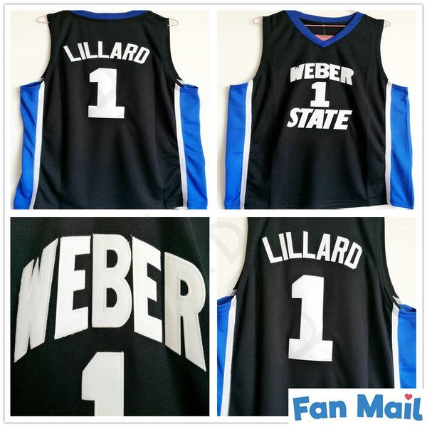 

ncaa weber state damian 0 lillard college basketball jersey navy blue mens #0 damian lillard shirts university stitched jerseys, Black;red