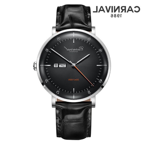 

switzerland carnival mens brand luxury mechanical watch men automatic waterproof business sport watches montre homme, Slivery;brown