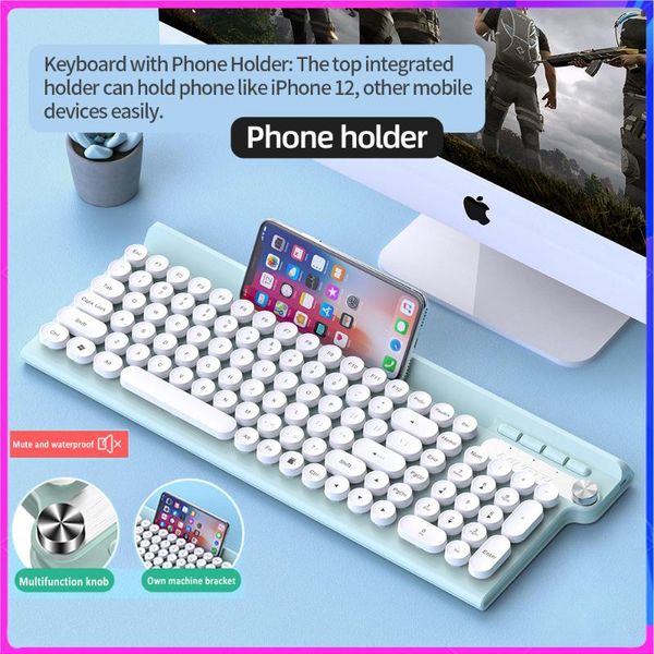 

keyboard mouse combos wireless set 2.4ghz charging with phone holder waterproof mute 1500dpi