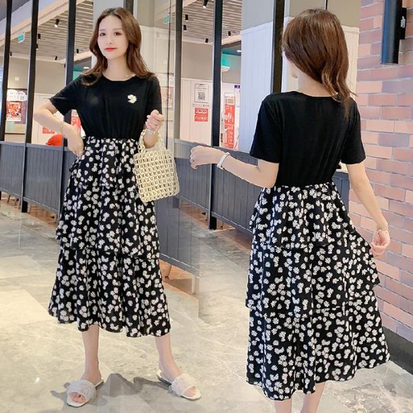 

maternity dresses summer floral printed patchwork cotton nursing dress casual breast feeding clothes for pregnant women pregnancy, White