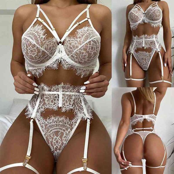 

women's lace underwear set, round garter set, bear embroidery, 2021 bra, White;black