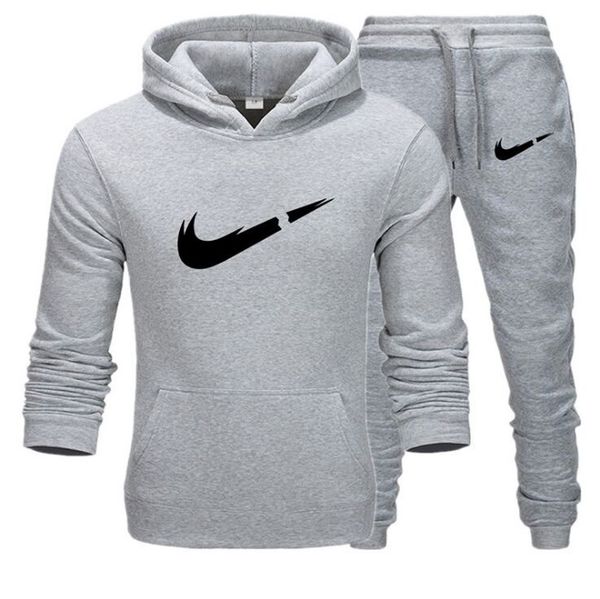 

new 2021 hoodies men and women 2 piece set hoodie+sweatpants sweatshirt trend hip-hop jogging fleece cotton tracksuit white black, Gray