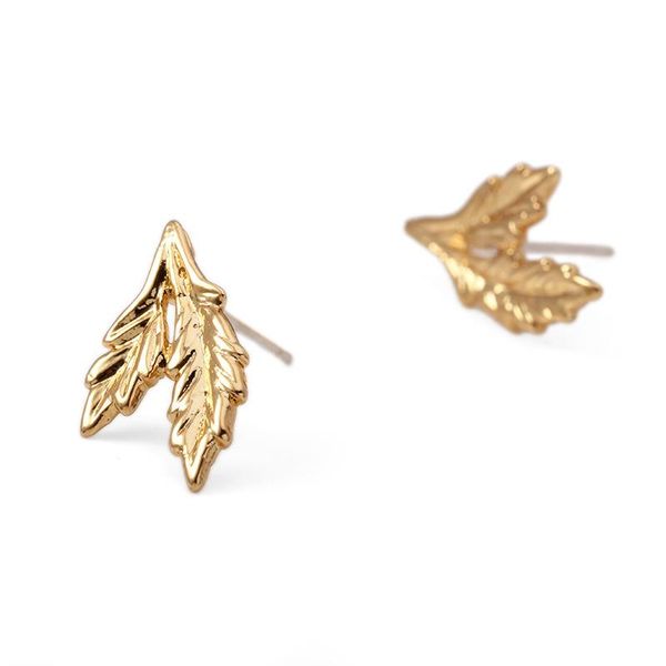 

clip-on & screw back fashion contracted golden leaves ear earrings, Silver
