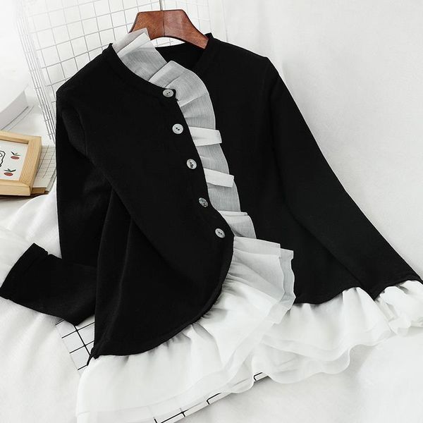 

women black blouse french design style fashion long sleeve elegant ladies shirt flavor fashion, White