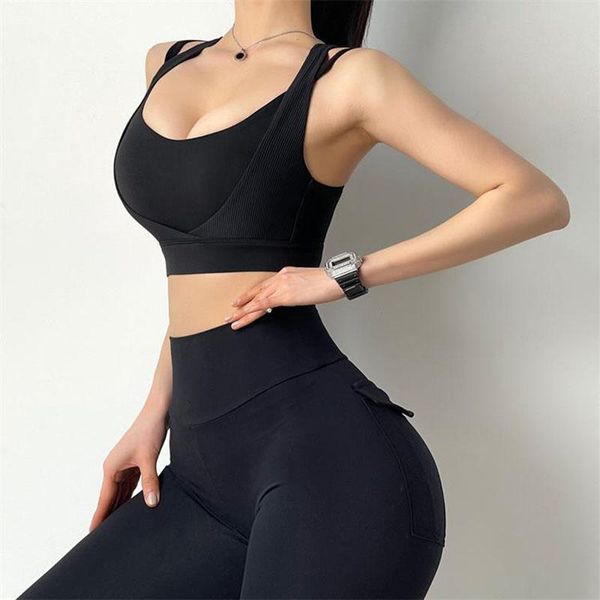 

yoga outfit women sports bra push up fitness athletic gym active wear padded running underwear crop sportswear