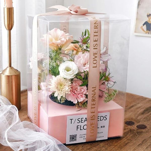 

gift wrap 28cm creative panoramic rose preserved fresh flower transparent packaging box party cookie candy bags christmas valentine