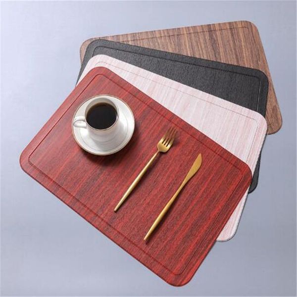 

mats & pads pu leather pad for dining table mat imitation wood grain placemat heat insulation non slip modern placemats bowl
