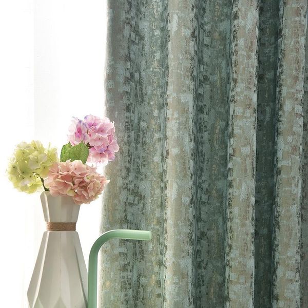 Cortinas cortinas cortinas de luxo leve para sala de jantar viva quarto americano country estilo pastoral simples mosaico verde simples