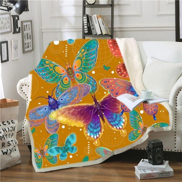 

blankets butterfly sherpa blanket colorful animal weighted nap office throw 3d print picnic airplane fleece
