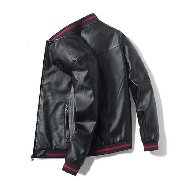 

autumn korean baseball collar trend cool locomotive men's leather jacket, Black;brown