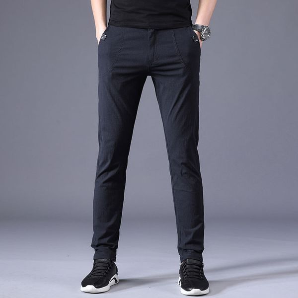 

2021 spring winter new casual pants men cotton slim fit chinos fashion trousers male brand clothing y05 f1s7, Black;white