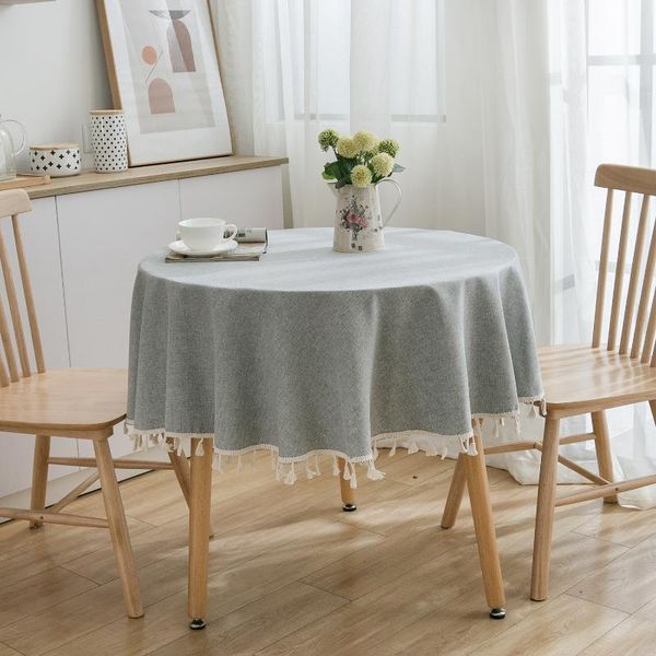 

table cloth gray plain round tablecloth artistic coffee dining fabric long