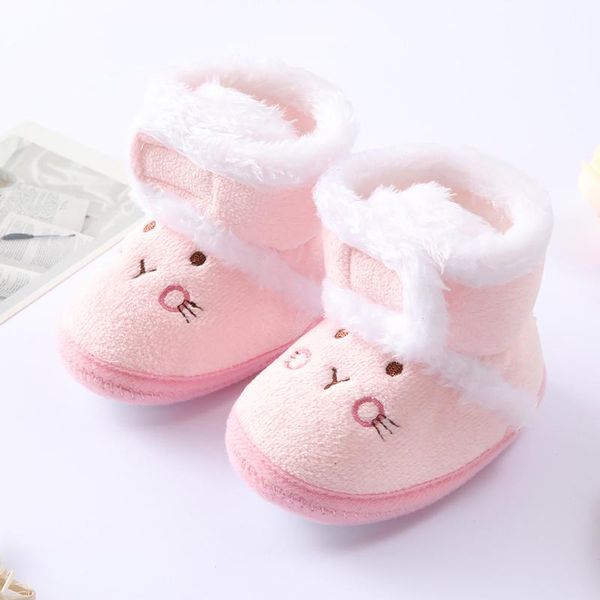 

boots warm winter first walkers born toddler baby girls boys shoes soft fur animal print snow booties for 0-18m, Black;grey