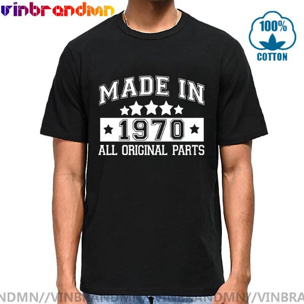 

men's t-shirts men cool tees t-shirt summer short sleeve t shirt made in 1970 all original parts aged to perfection, White;black
