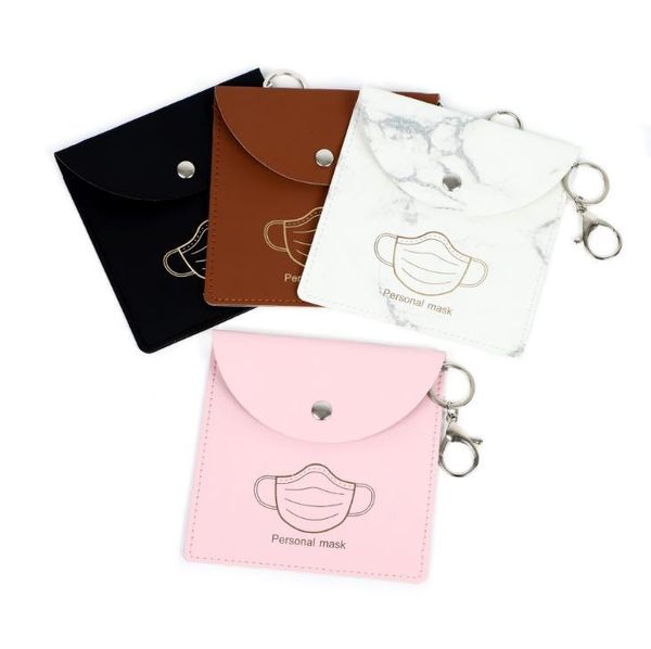 

face mask bag pu waterproof mask holder case wallets key chain protective masks purses keychain pendants facemask storage bag sn