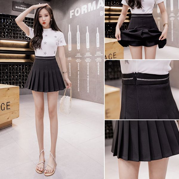 

2021 New Black Women Goth Mini Burnt Thin Waist Plied Skirt 9517