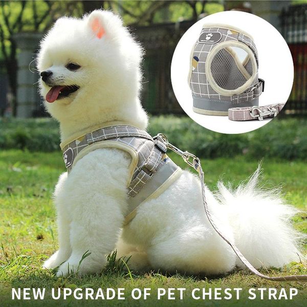 

dog collars & leashes pet collar harness puppy breathable leash reflective strap cat chest cute supplies vest for dogs and cats
