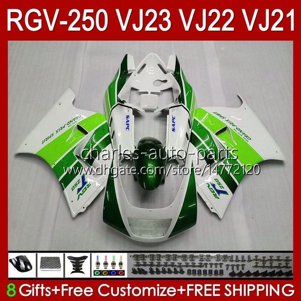 Karosserien für Suzuki RGVT RGV 250 CC VJ23 RVG250 250CC Verkleidung RGV-250CC Karosserie 107HC.153 grüner Bestand RGVT-250 VJ 23 1997 1998 RGV-250 Panel RGV250 SAPC 97 98 OEM-Verkleidung