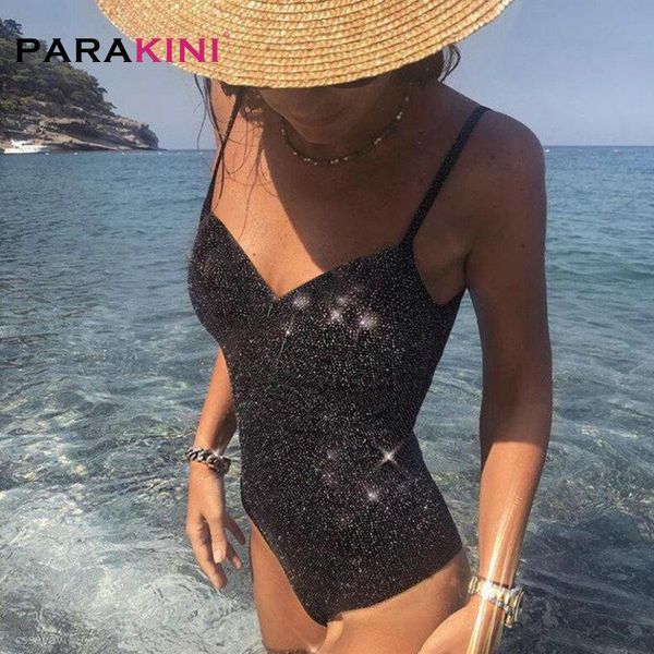 

one-piece suits parakini women glitter sparkling swimwear lace up one piece swimsuit female bather bathing suit swim beach monokini