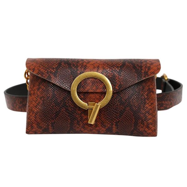 

waist bags fashion snake skin pattern leather chain belt phone pouch women pu female fanny packs shoulder bag #40