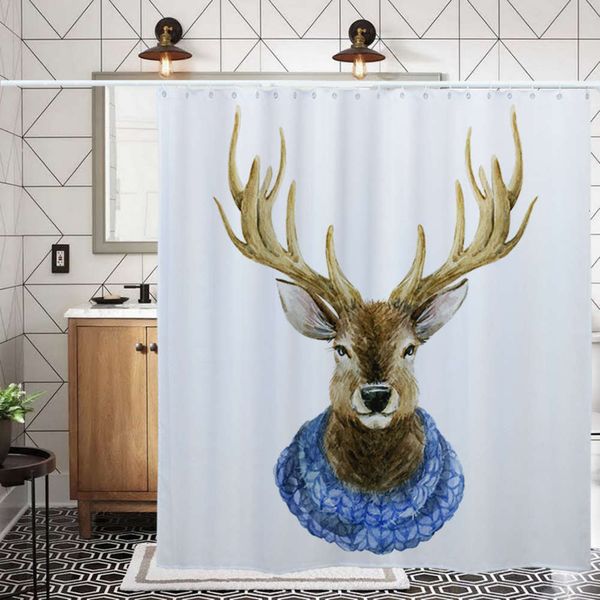 

beautiful elk bathroom waterproof shower curtain digital printing bathroom shower curtain