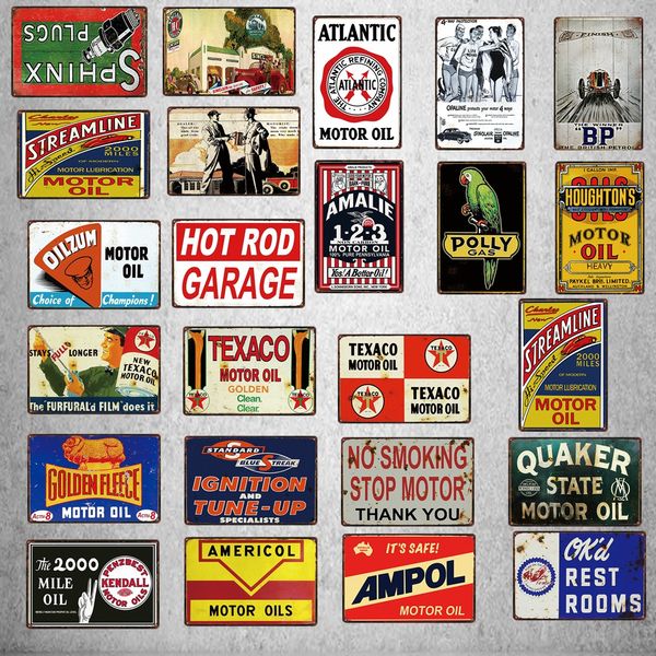 Старинные моторные масло металлические знаки Хоттон гараж плакат налета для стены авто шина магазин гараж украшения гараж украшения для стены