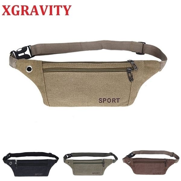 

men casual durable fanny waist pack male bags belt canvas hip bum military bag pouch three zipper pocket h186 211214
