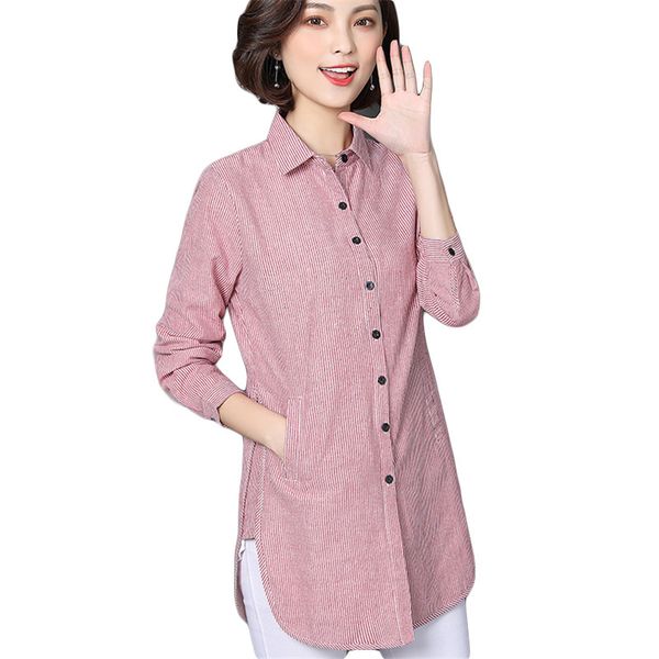 

women striped blouse shirts spring autumn for lady work long sleeve female fashion clothing blusas plus size new cx200616, White