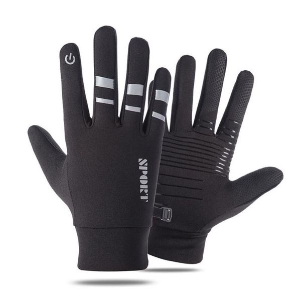 

cycling gloves gobygo glove winter thermal windproof warm anti-slip bicycle men women touch screen full finger sports, Black