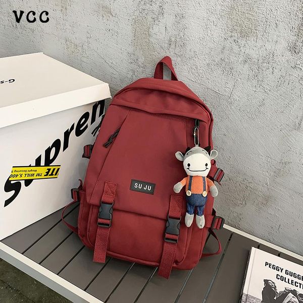 

vcc large-capacity student female backpack pendant backpack 2021 new leisure campus korean version bag