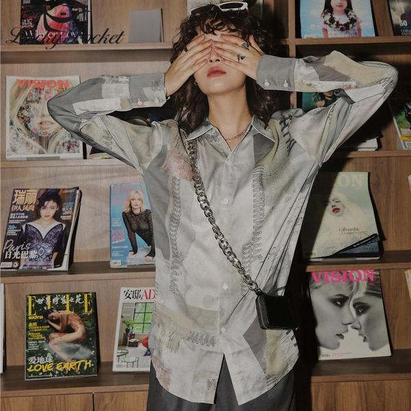 

chenshann women's blouses & shirts women spring autumn fashion loose turn-down collar shirt female vintage letter print button casual l, White