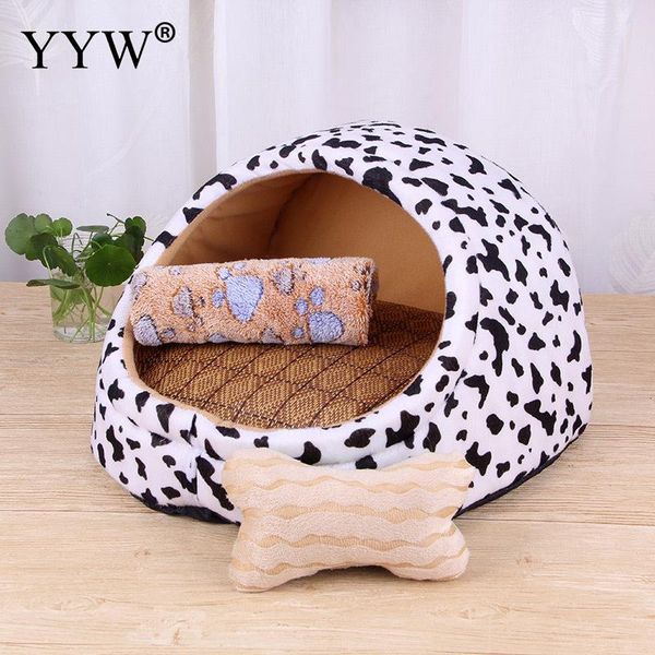 

spotted leopard pet bed cat dog bed self warming for indoor cats dog house with removable mattress puppy cage lounger cloth