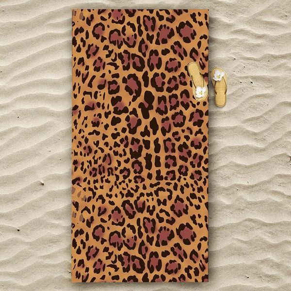 

towel leopard pattern beach swimming soft microfiber center drop