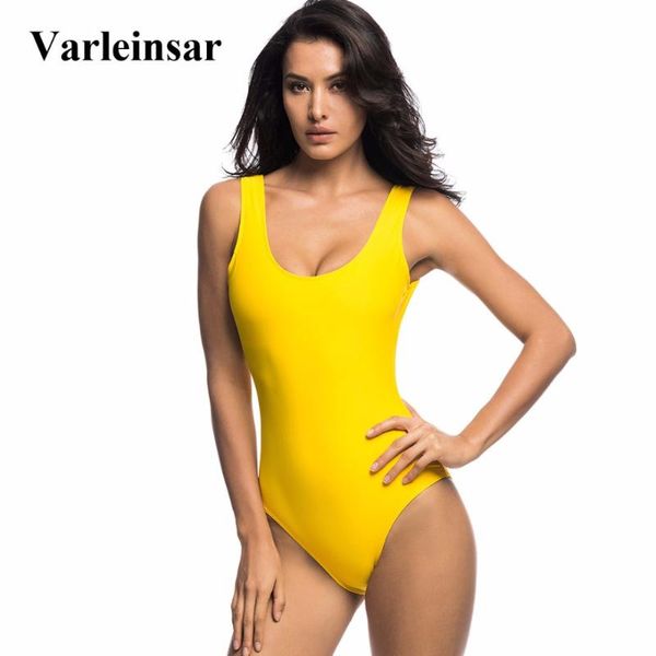 Bagnante 2021 Nuovo Giallo Scoop indietro Donne Costumi Da Bagno di un pezzo del costume da bagno backless monokini costume da bagno femminile costumi da bagno V128Y