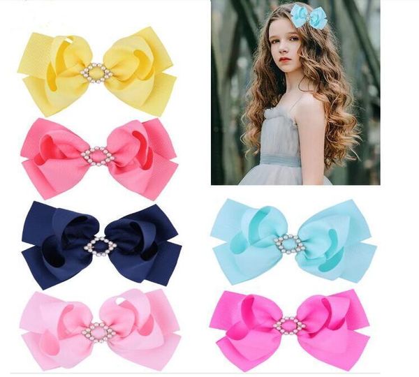 

2021 new sweet rhombus pearl bow bb clip baby headwear cute girls hair accessories princess hair clips, Slivery;white