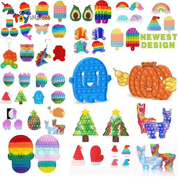 

stock rainbow push fidget toy christmas halloween gift sensory bubble owl penguin autism special needs anxiety stress reliever