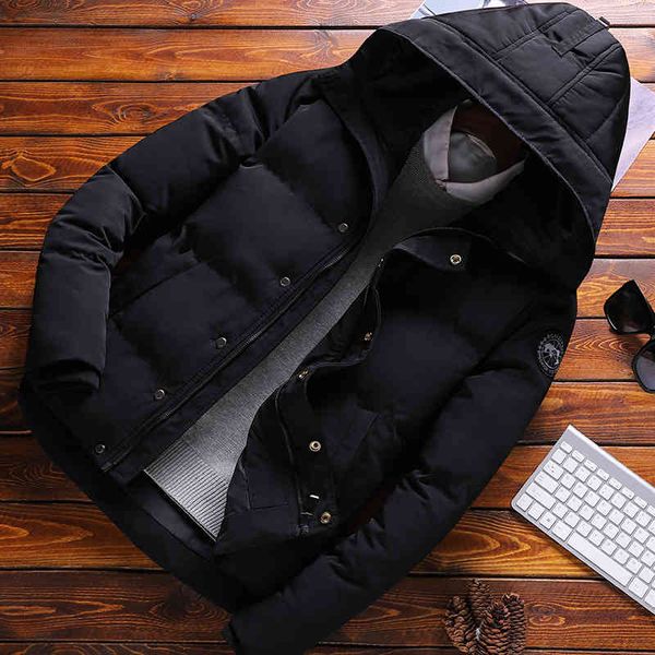 

men's down & parkas winter in a man's hoodie jacket thick-winded camouflage man men's fashionable clothes parkas with oversiz, Black