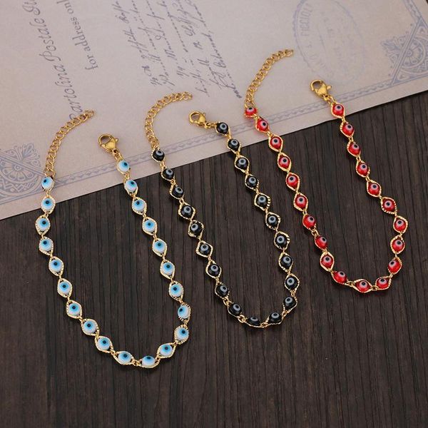

charm bracelets allme bohemia blue black red color evil eye bracelet for women 2021 summer beach stainless steel, Golden;silver