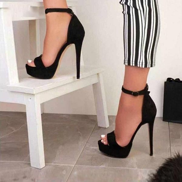 

sandals 2021 platform women shoes black gladiator buckle strap extreme high heels 14cm summer pumps party ladies sandalias