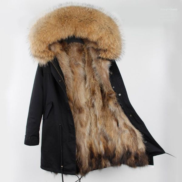

women's down & parkas real natural fur jacket gray maomaokong fashionable coat for women long black winter parka1