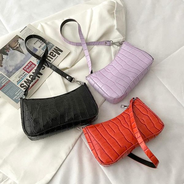 

evening bags fashion women shoulder bag pu leather alligator pattern pleated underarm casual ladies solid color small handbags purse