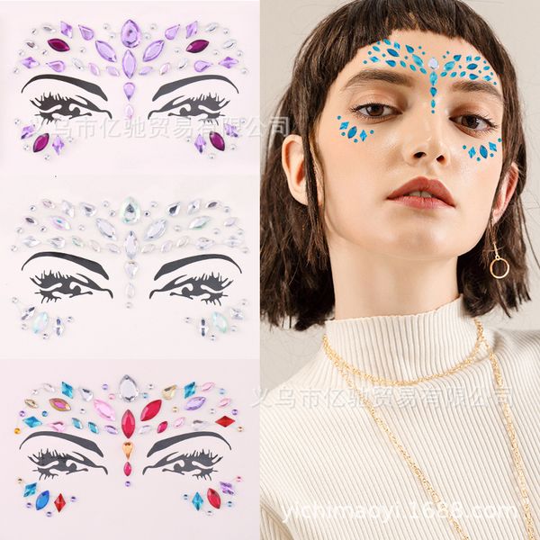 

tattoo paste edm electric syllable face eyebrow center diamond acrylic masquerade ball decoration jewelry