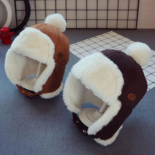 

baby boys girls hat kids children ear flap muff winter warm plush cotton cap outdoor lei feng cap gifts hat 2-3 years, Yellow