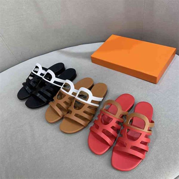 

75% off factory outlet sale explosion summer women flat slippers ladies genuine leather round-toe hollow slides flip flops zapatillas mujer, Black