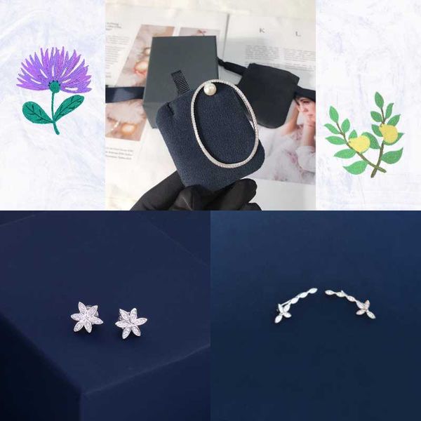 

stud s925 sterling silver leaves natural mother-of-pearl pearl earrings for female small flower circle olive leaf jewelr, Golden;silver