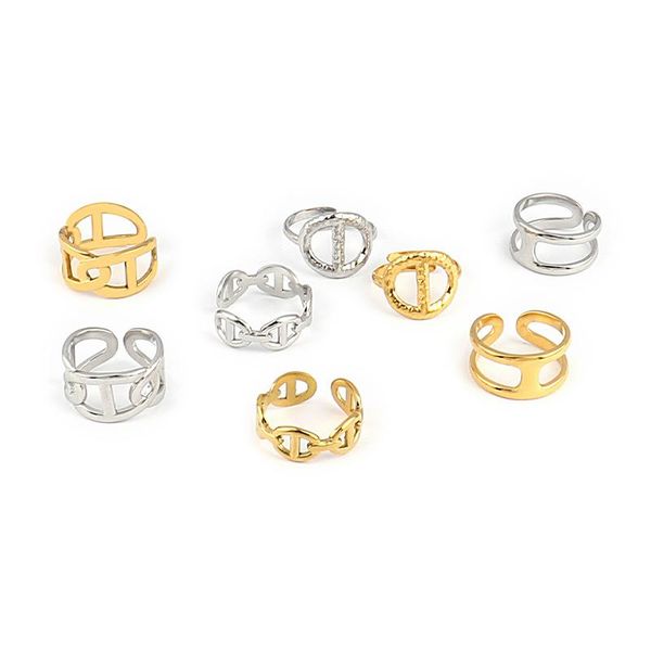 

wedding rings gothic style stainless steel chains opening for woman fashion jewelry european and american party ring, Slivery;golden