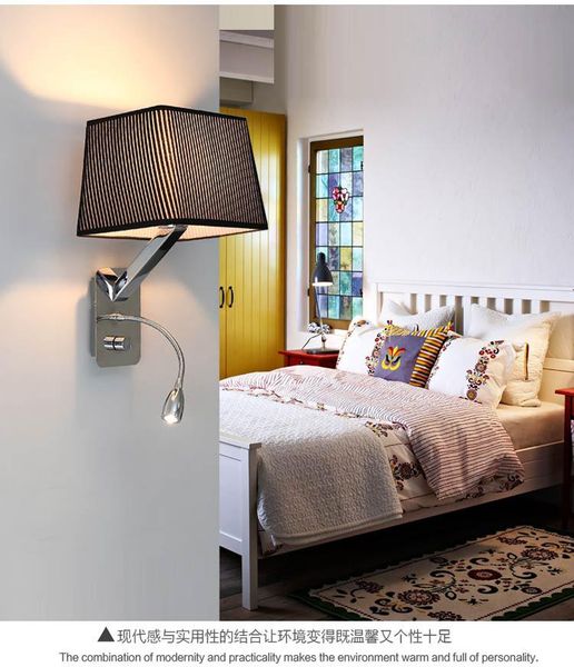 

wall lamp creative fabric sconces band switch modern led reading light fixtures for bedroom home lighting lamparas