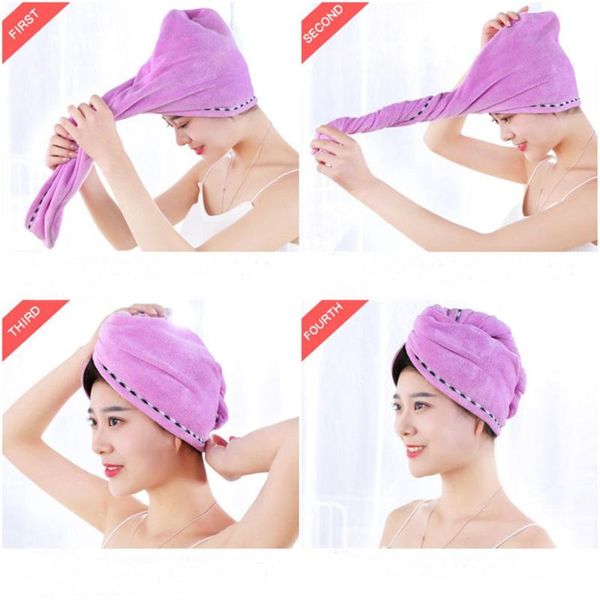 

towel soft microfibre shower hair drying super absorbent quick-drying thicker hat women ladies bath cap turban head wrap